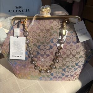 Coach Kisslock Large Frame Crystal Rainbow Bag